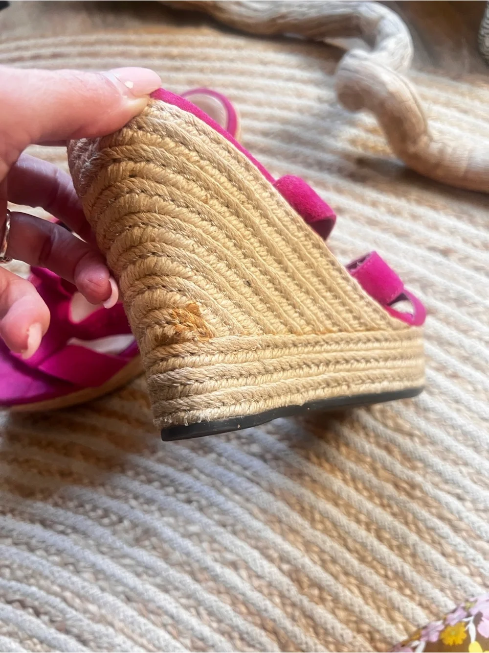 UGG Rare Pink Espadrille Wedge Sandals